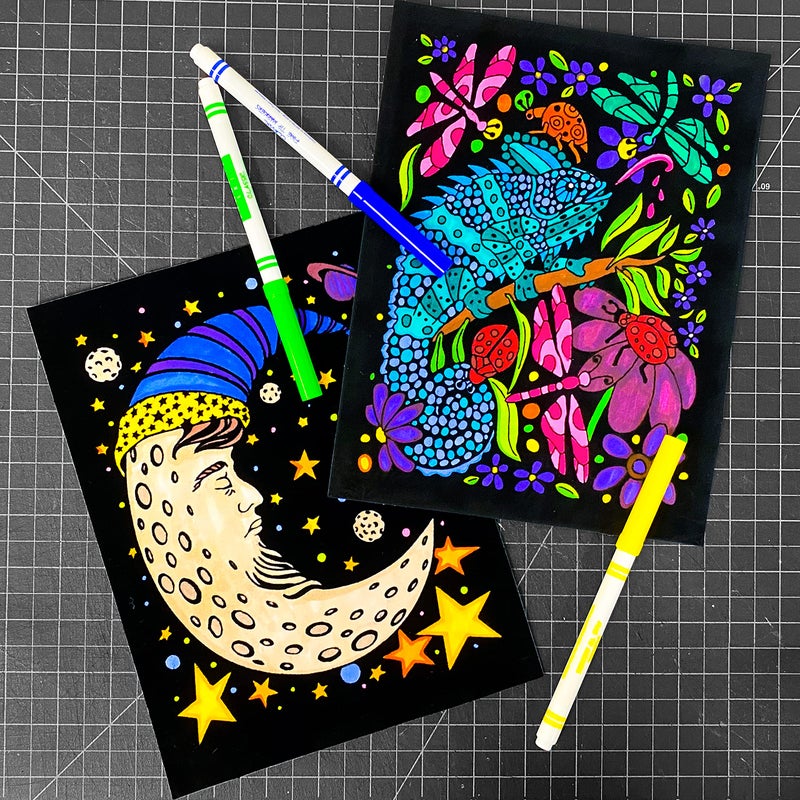 Stuff2Color حزمة سوبر من 18 ملصق تلوين من المخمل الناعم (إصدار فني) - رائعة لقضاء وقت العائلة، الفنون والحرف، السفر، الفصول الدراسية، مرافق الرعاية [لجميع الأعمار: الفتيات، الأولاد، البالغين، الأطفال الصغار، وأكثر] - Image 2